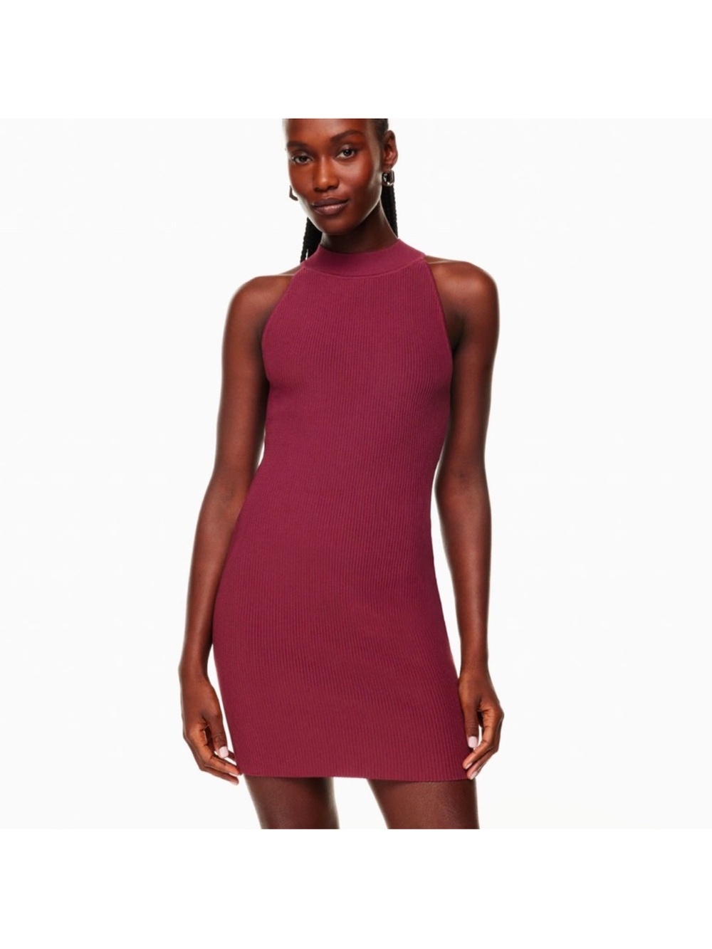 Aritzia Sleeveless Ribbed Mini Dress - Burgundy